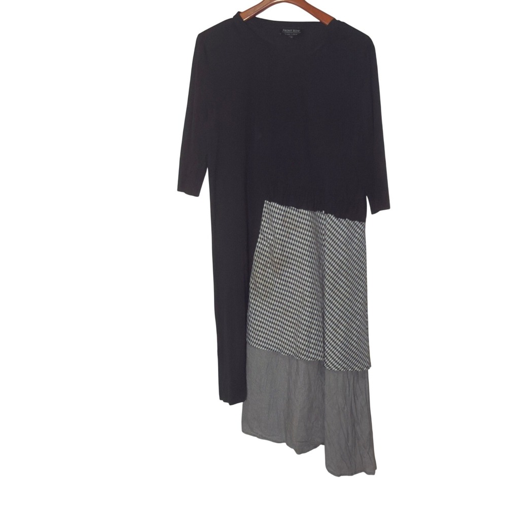 Front Row by Sara & Goldy XL Asymmetrical Patchwork Midi Dress Lagenlook